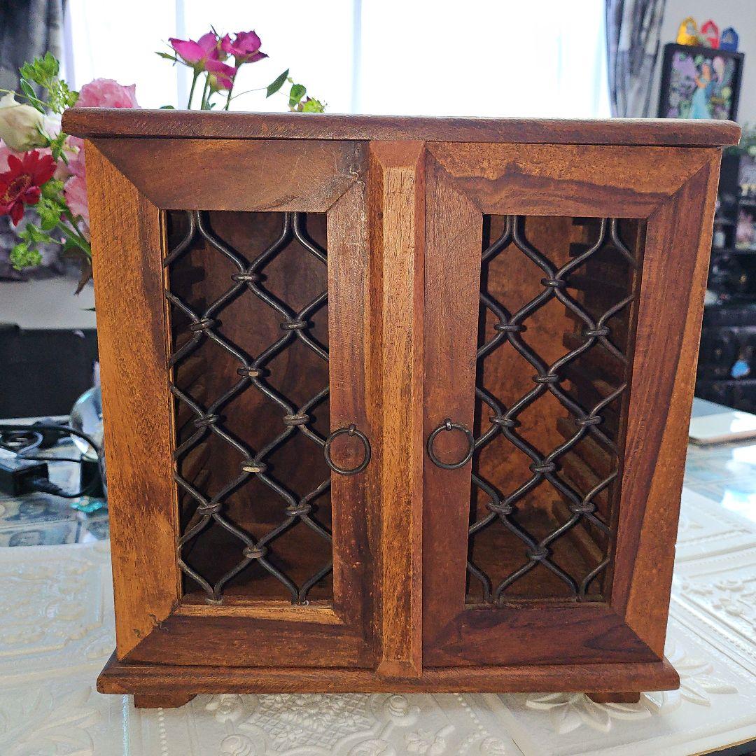 アンティーク調　アジアン家具　CD入れ 小物入れ CD収納 レトロ ヴィンテージ