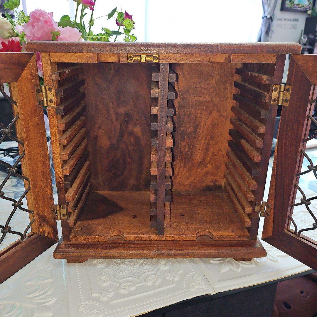 アンティーク調　アジアン家具　CD入れ 小物入れ CD収納 レトロ ヴィンテージ