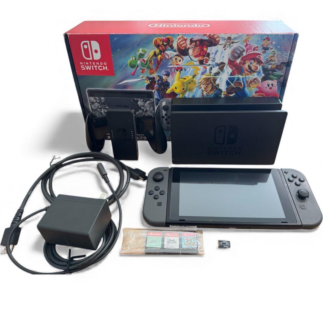 Nintendo Switch 本体 グレー ソフト3本 SDカード付き