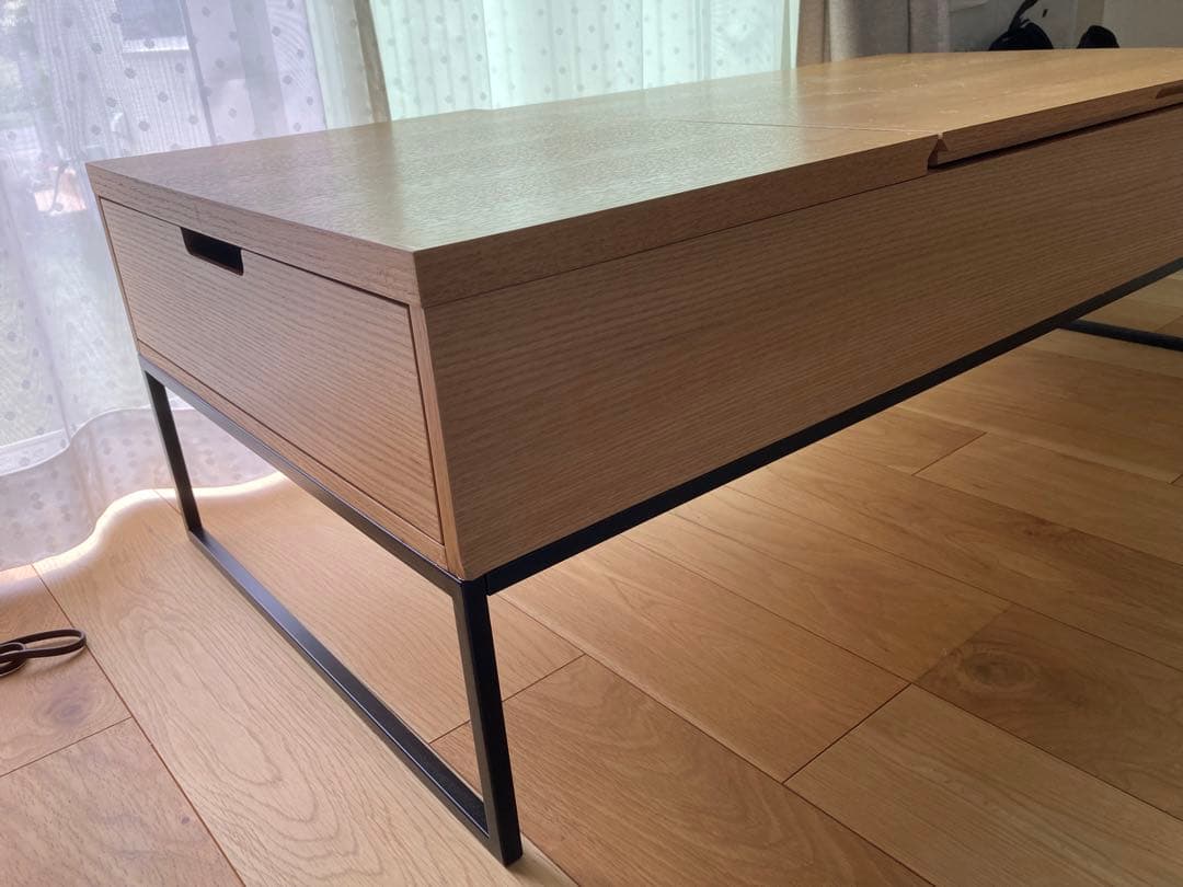 【美品】ニトリ　昇降リビングテーブル(Nヒバリ 120 LBR）