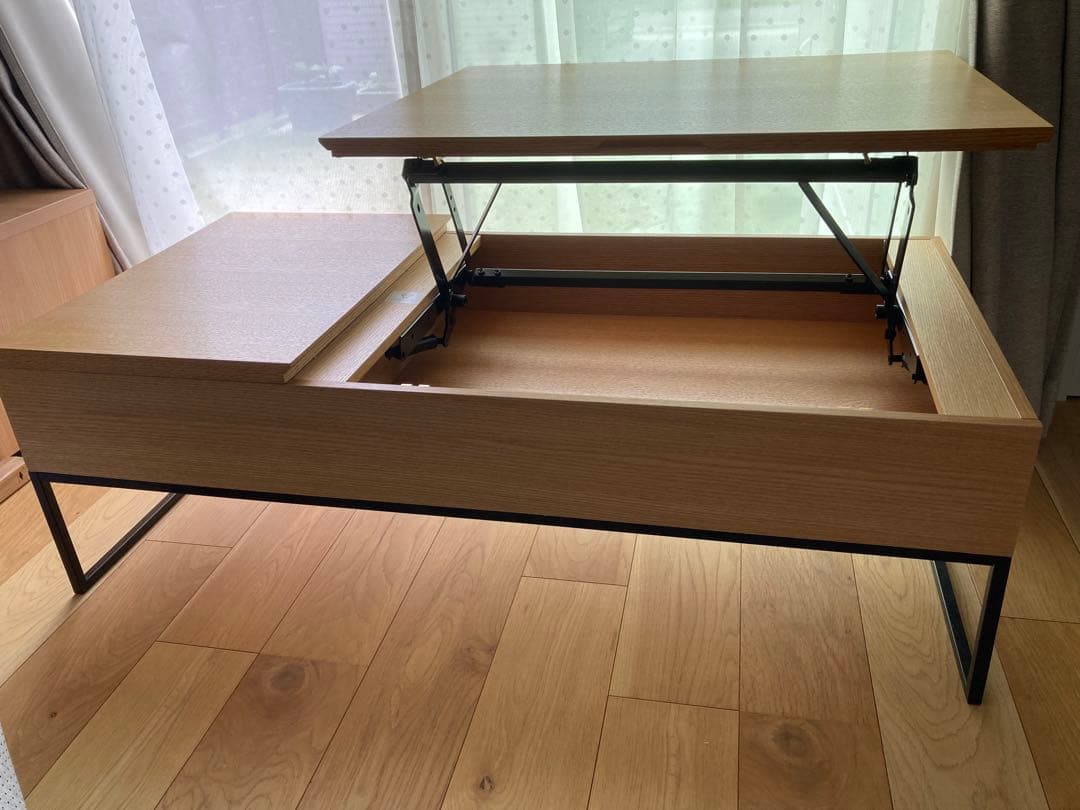 【美品】ニトリ　昇降リビングテーブル(Nヒバリ 120 LBR）