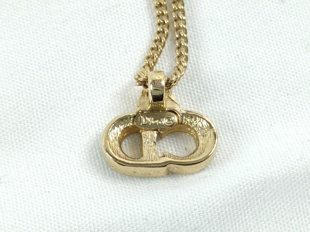 ディオール CDロゴ ネックレス ブラック×ゴールド 未使用に近い 正規品