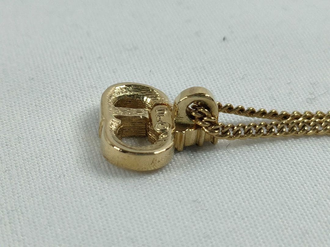 ディオール CDロゴ ネックレス ブラック×ゴールド 未使用に近い 正規品