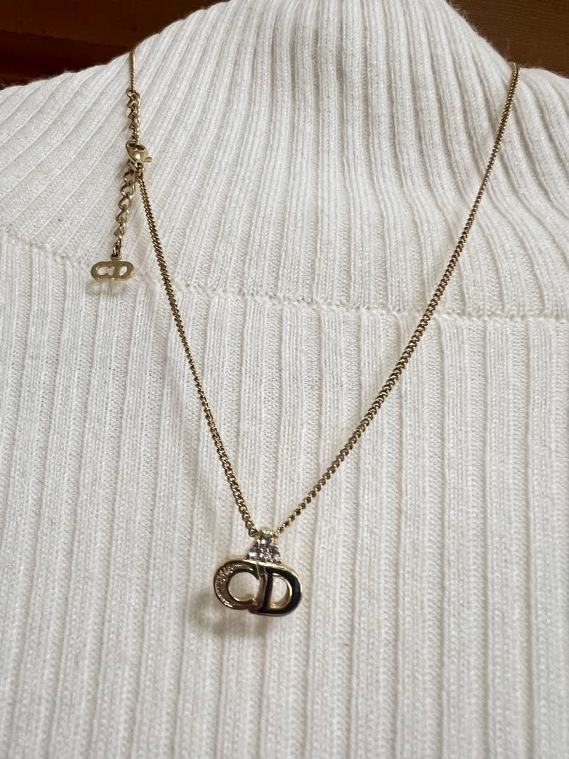 ディオール CDロゴ ネックレス ブラック×ゴールド 未使用に近い 正規品