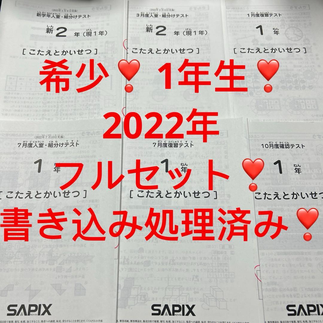 ㉒や　希少　サピックス　SAPIX 1年　年間テスト　書き込み処理済み❣️