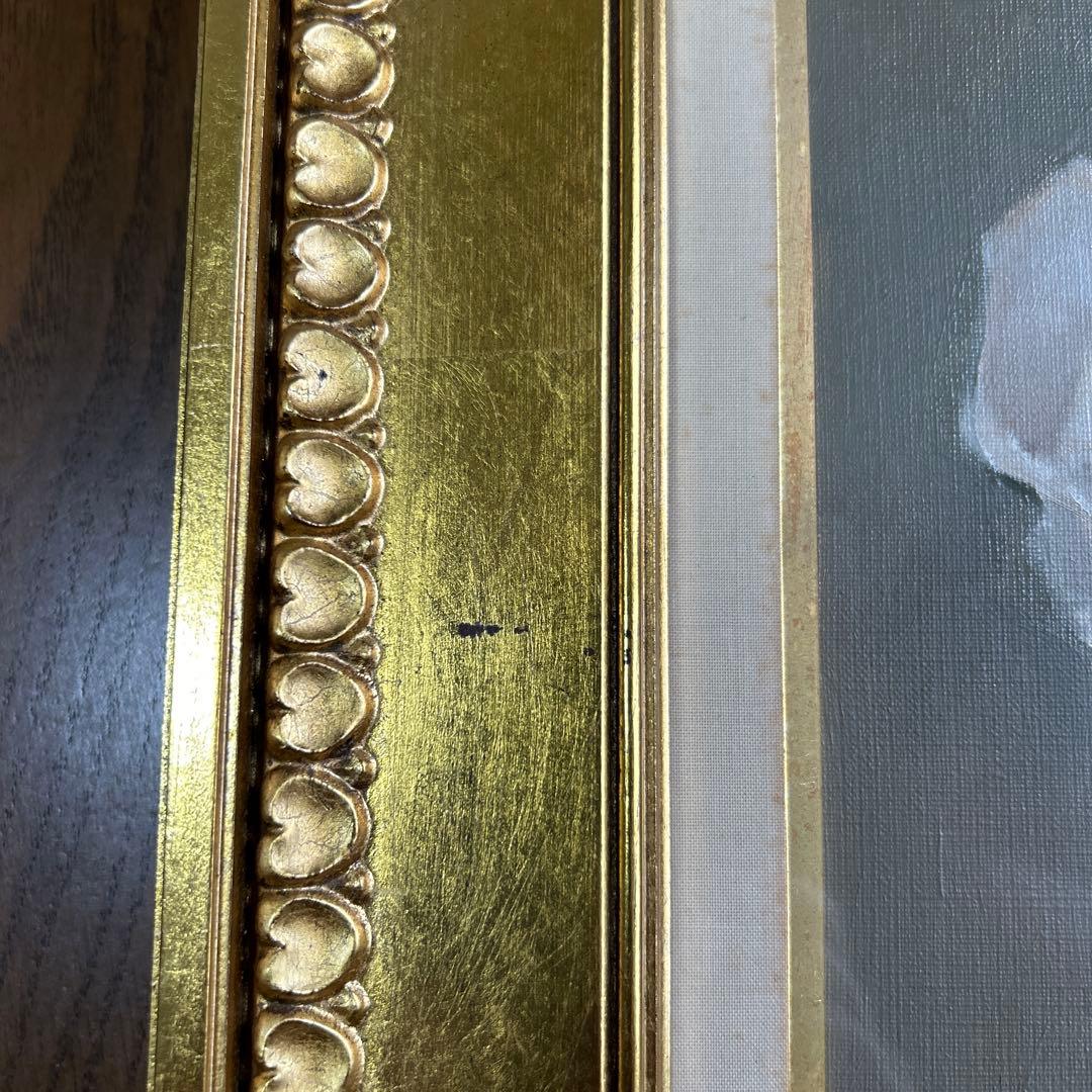 絵画　油彩画　少女　山岸正巳　「赤いカーデガン」