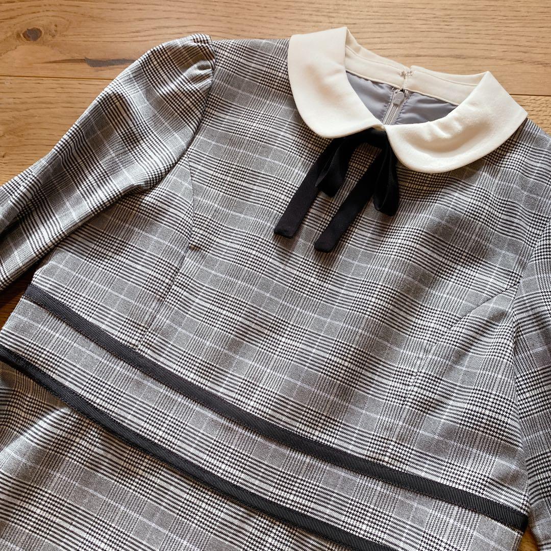 新品 組曲 ワンピース 140-150 フォーマル レトロチェック
