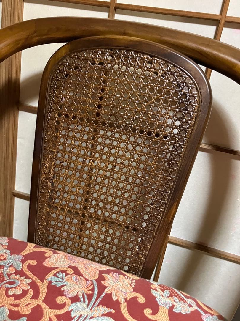 カリモク　木製ラタンチェア 2脚セット