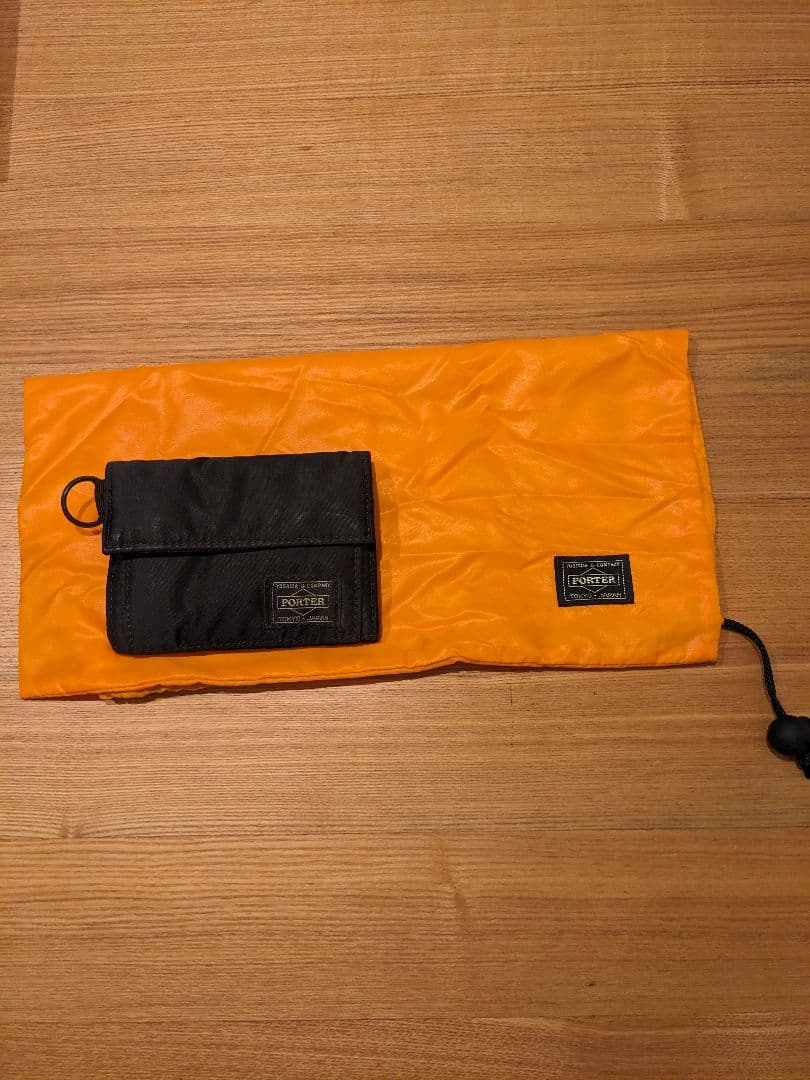 PORTER 三つ折り財布 ブラック オレンジ収納袋付き　送料込み