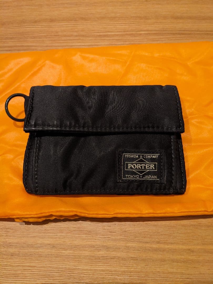 PORTER 三つ折り財布 ブラック オレンジ収納袋付き　送料込み