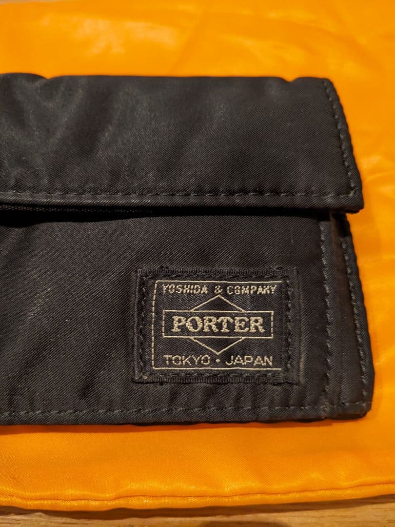 PORTER 三つ折り財布 ブラック オレンジ収納袋付き　送料込み