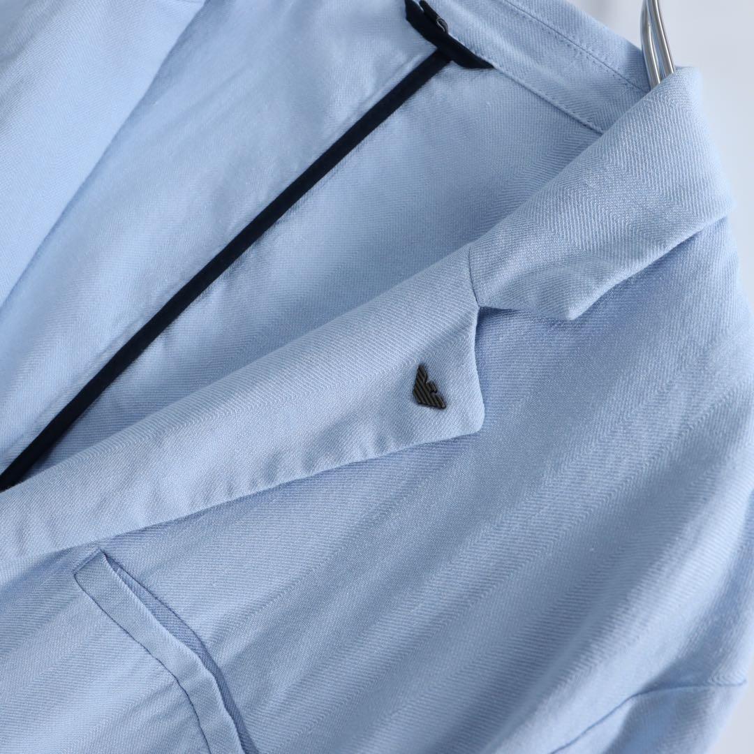 未使用　アルマーニ　麻　春夏セットアップ　スーツ　メンズ　ハーフパンツ　水色