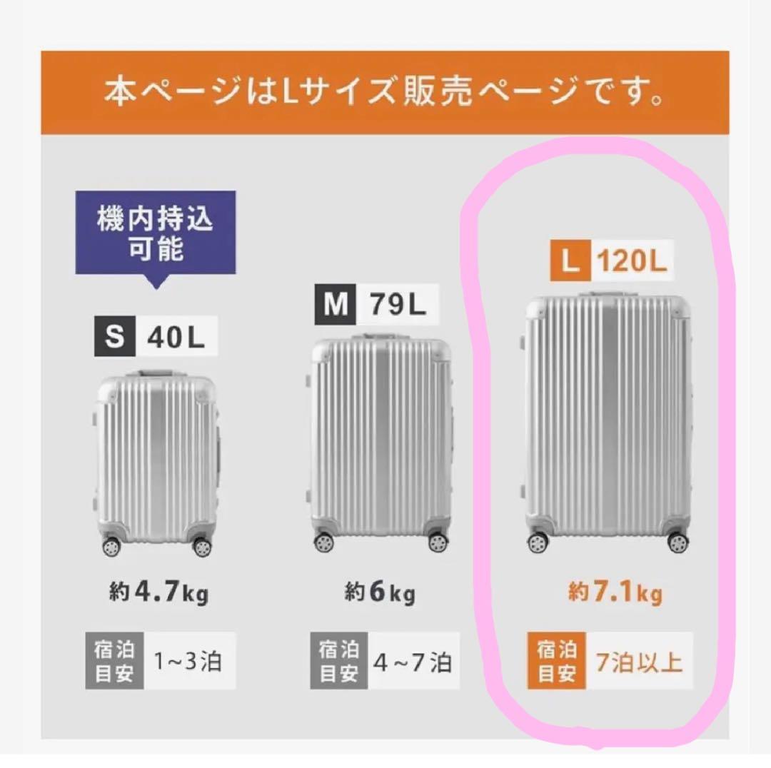 ALUMINUM FLAME SUITCASE シルバー120リットル