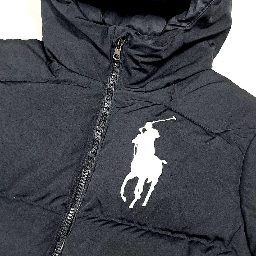 ポロラルフローレン　ダウンジャケット　ビッグポニー刺繍　ブラック　キッズM