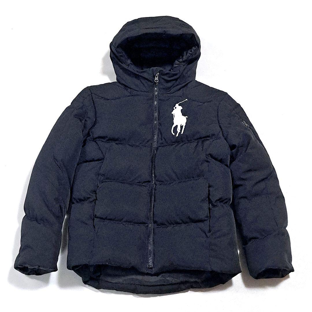 ポロラルフローレン　ダウンジャケット　ビッグポニー刺繍　ブラック　キッズM