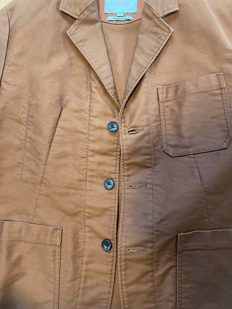 ルサンパレイユ モールスキン ラペル ワークジャケット 42 ブラウン 日本製