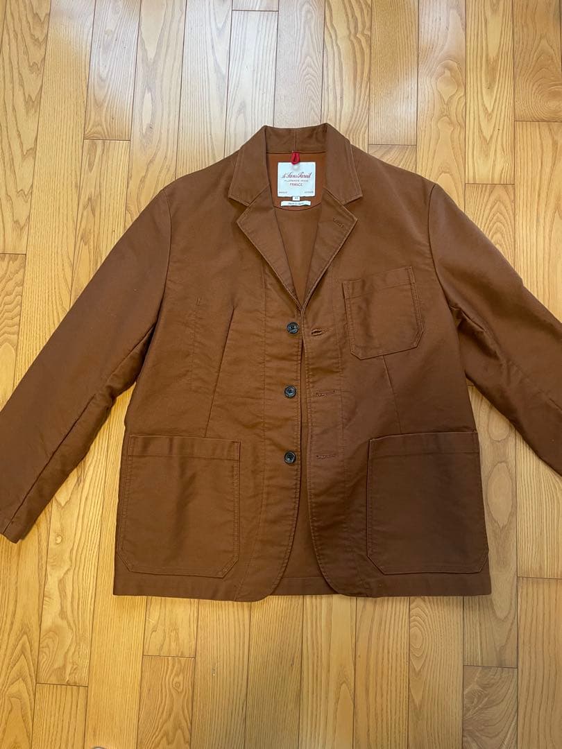 ルサンパレイユ モールスキン ラペル ワークジャケット 42 ブラウン 日本製