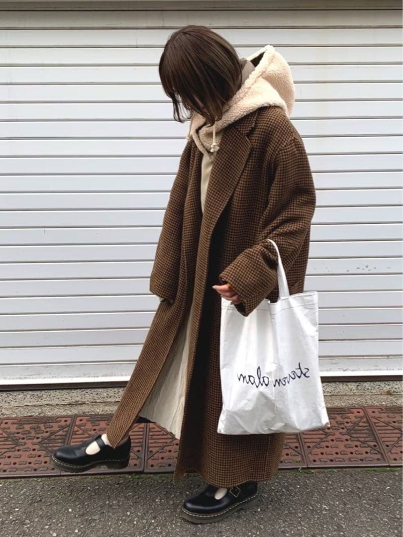 TODAYFUL トゥデイフル オーバーチェックコート 38 ブラウン ロング