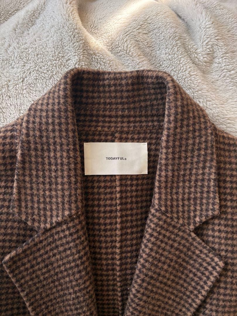 TODAYFUL トゥデイフル オーバーチェックコート 38 ブラウン ロング