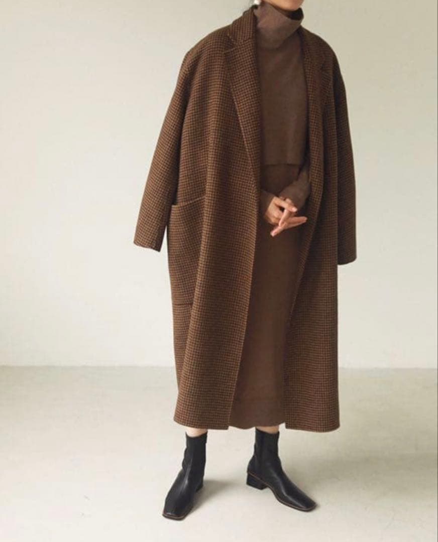 TODAYFUL トゥデイフル オーバーチェックコート 38 ブラウン ロング