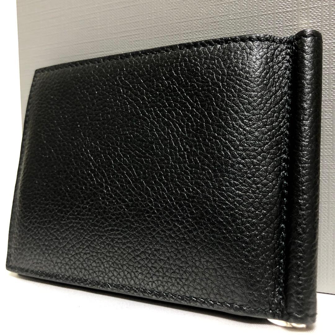 新品未使用　バレンシアガ　マネークリップ　札入れ　シボ革　レザー　黒　付属品完備