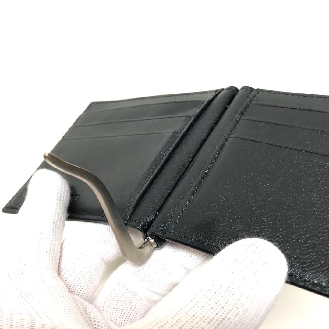 新品未使用　バレンシアガ　マネークリップ　札入れ　シボ革　レザー　黒　付属品完備