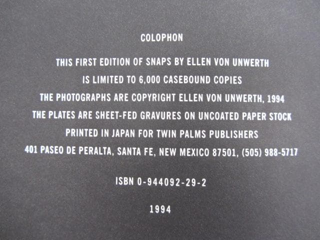 RU-4745　SNAPS ELLEN VON UNWERTH 初版 洋書