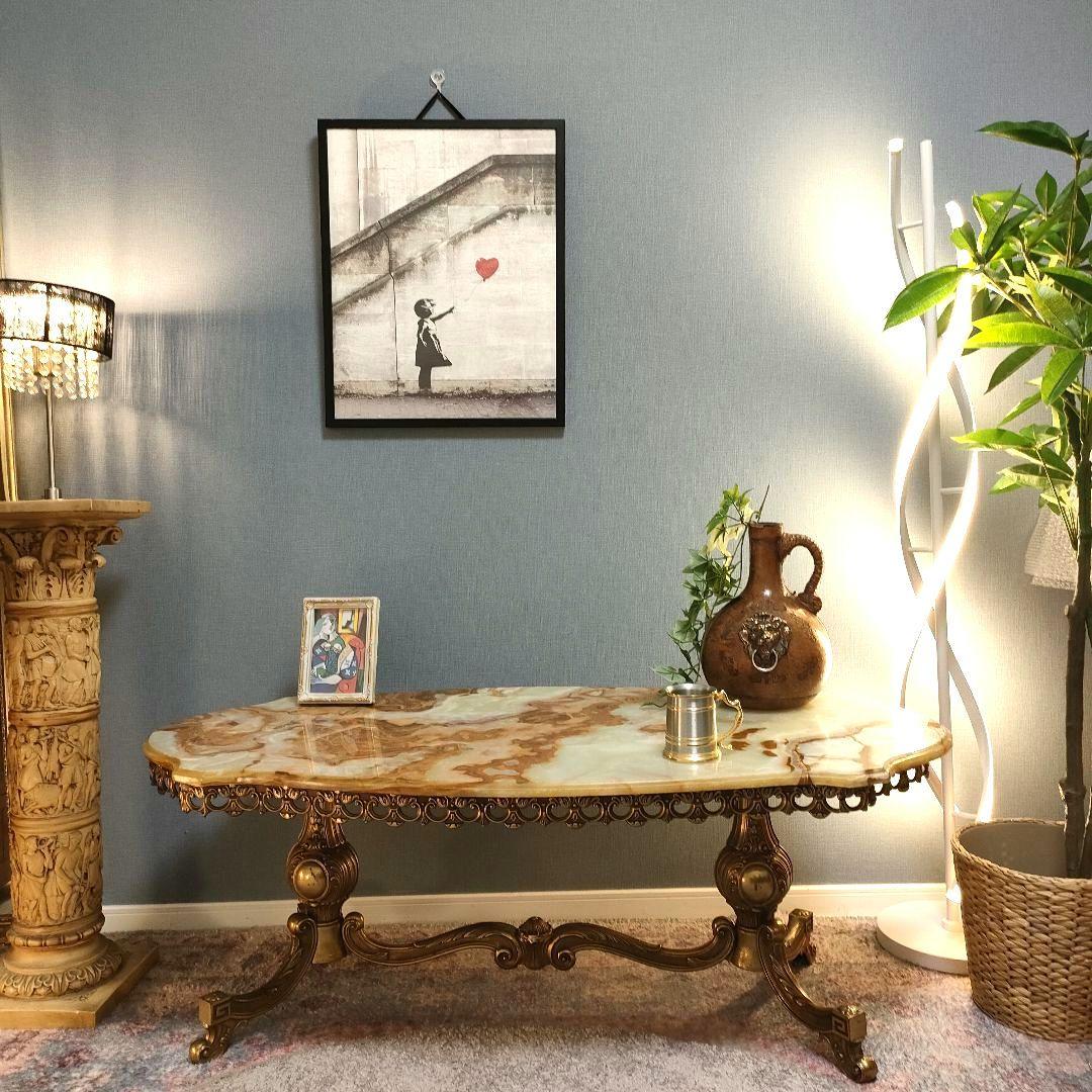 イタリアンヴィンテージ 大理石×真鍮装飾 ローテーブル