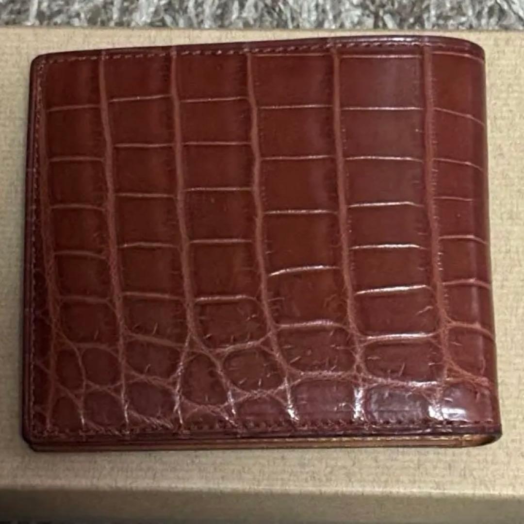 GANZO クロコ折財布 ダークブラウン