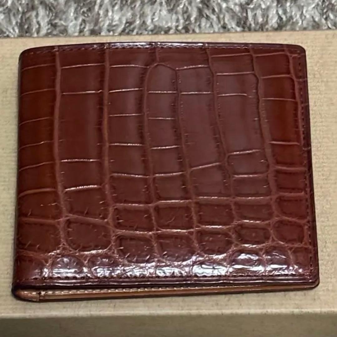 GANZO クロコ折財布 ダークブラウン