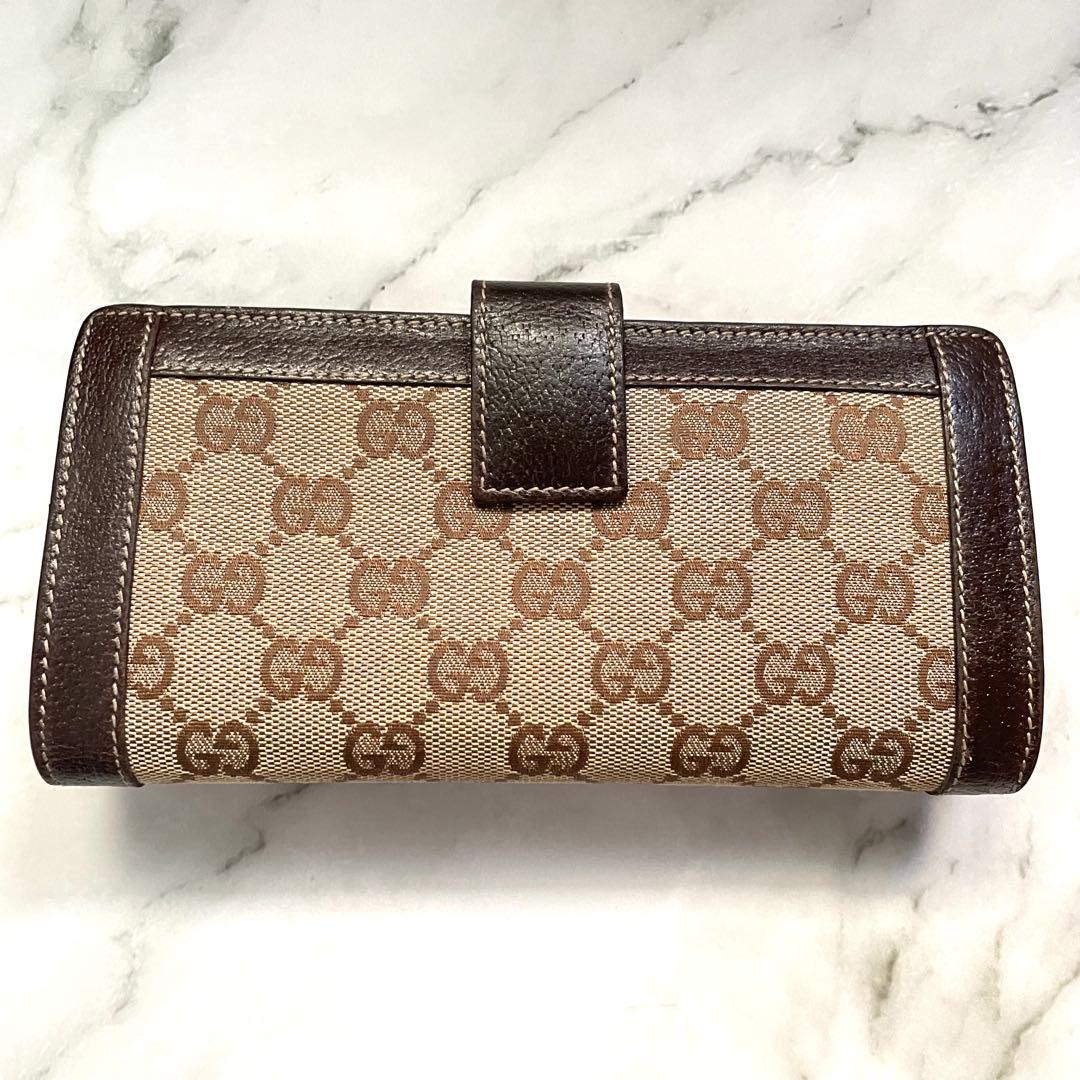 GUCCI GG キャンバス　スタッズ　Wホック　長財布　美品　1010-11