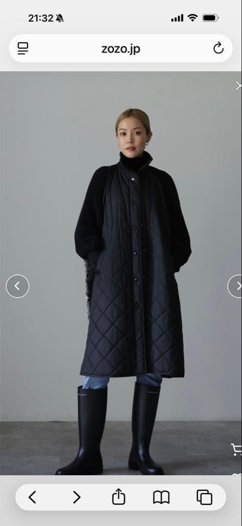 ☆新品☆Herencia ベージュ キルティングXニットスリーブ ロングコート