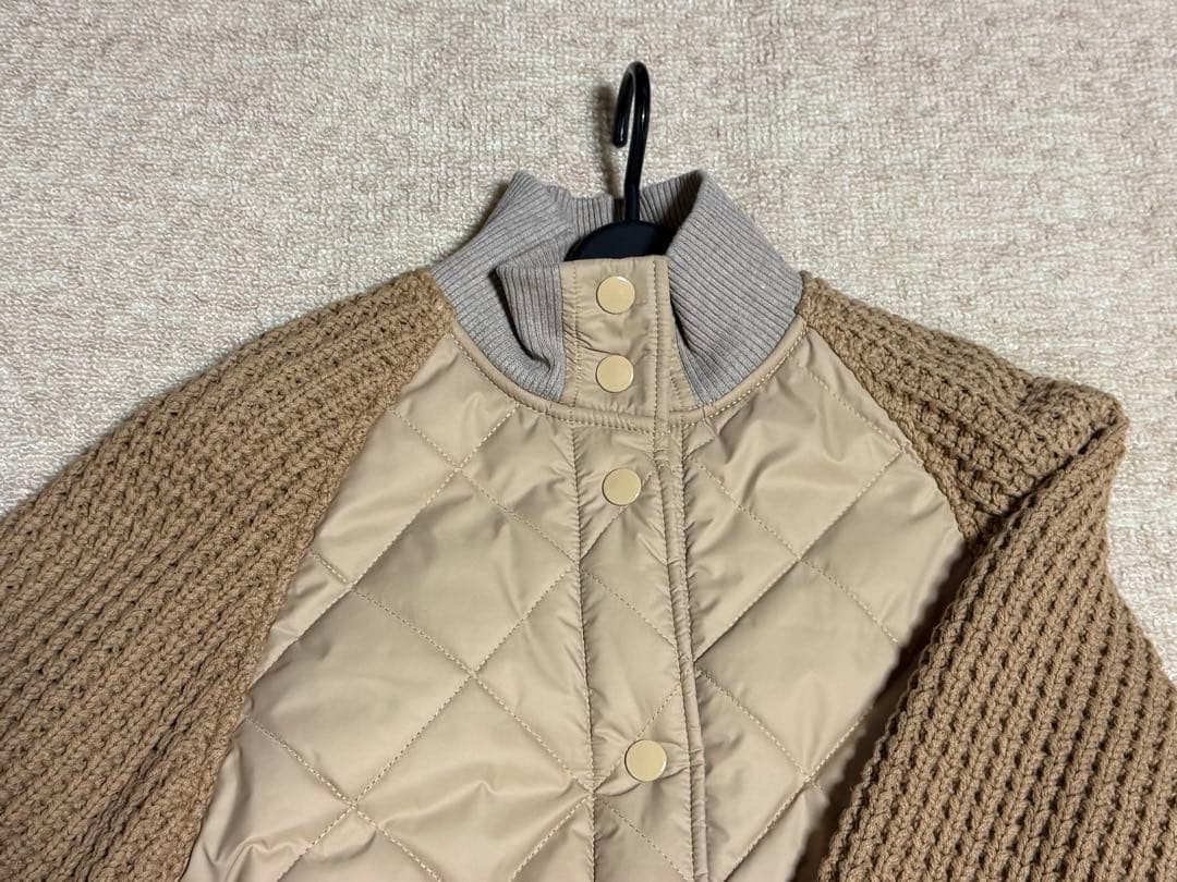 ☆新品☆Herencia ベージュ キルティングXニットスリーブ ロングコート