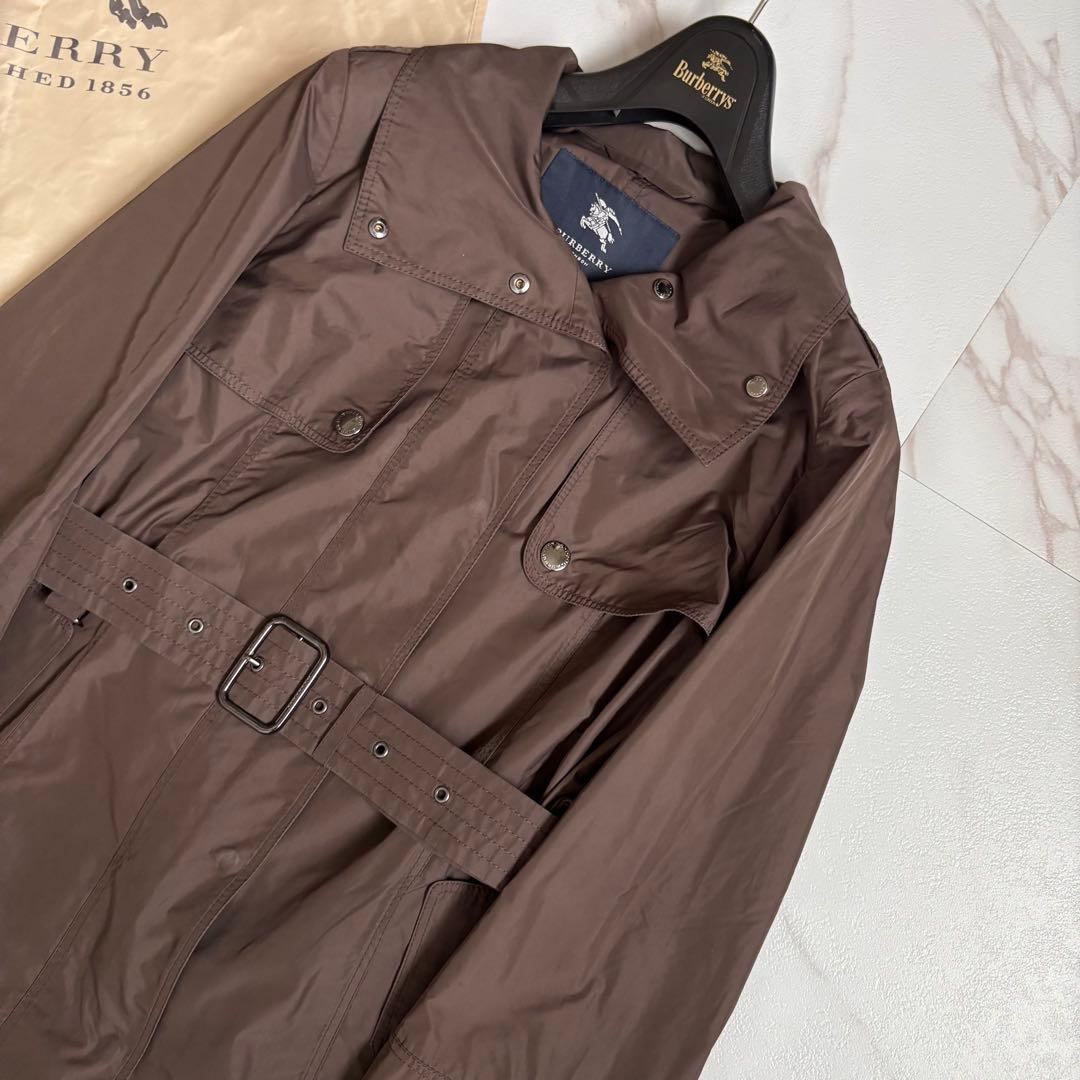 美品◆バーバリーロンドン キルティングライナー ベルト付 ロングコート L