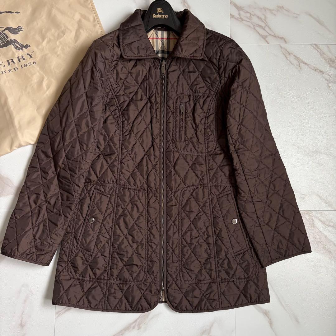 美品◆バーバリーロンドン キルティングライナー ベルト付 ロングコート L