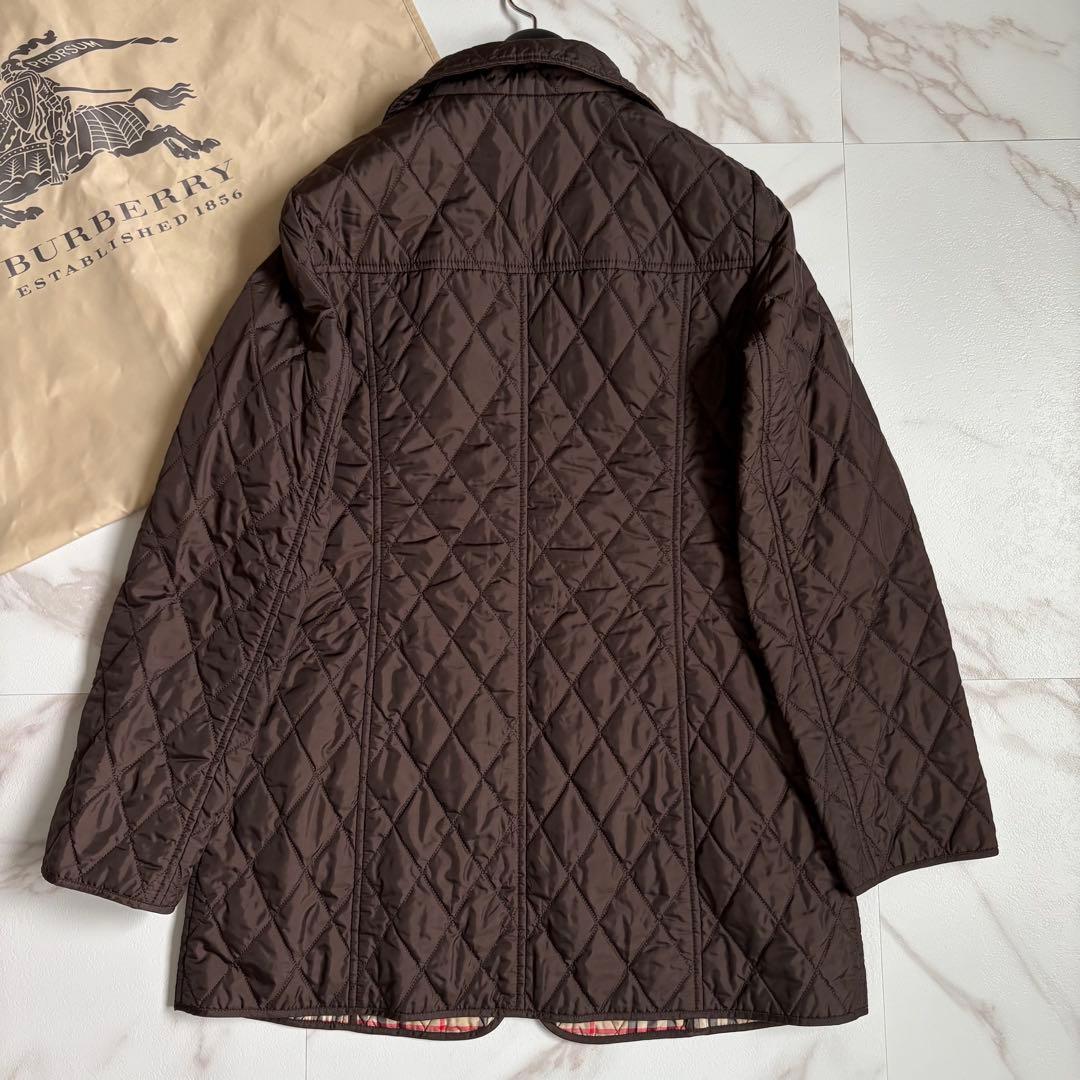 美品◆バーバリーロンドン キルティングライナー ベルト付 ロングコート L