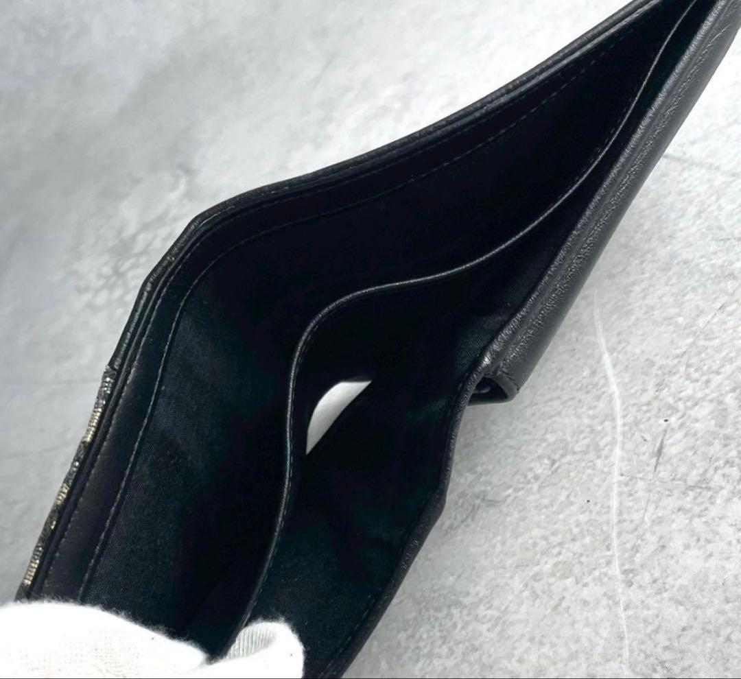 【極美品】 ディオールオム 二つ折り財布 オブリークジャガード ネイビー