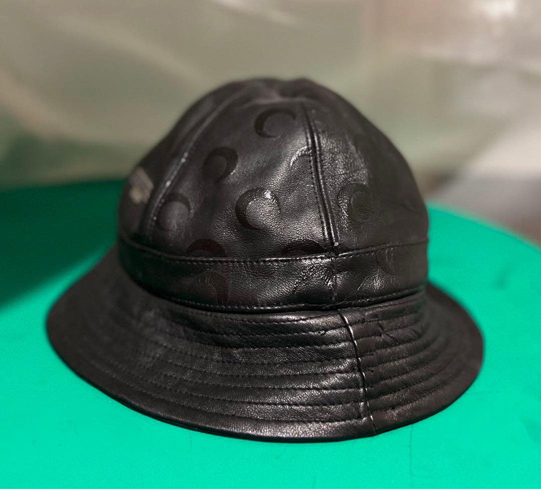 MARINE SERRE レザーバケットハット ブラック