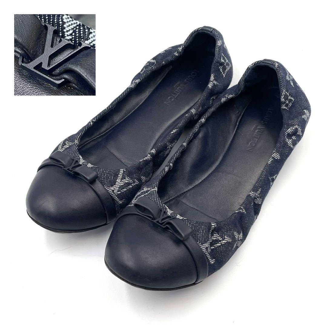 《超美品》ルイヴィトン フラット バレエシューズ パンプス モノグラム デニム