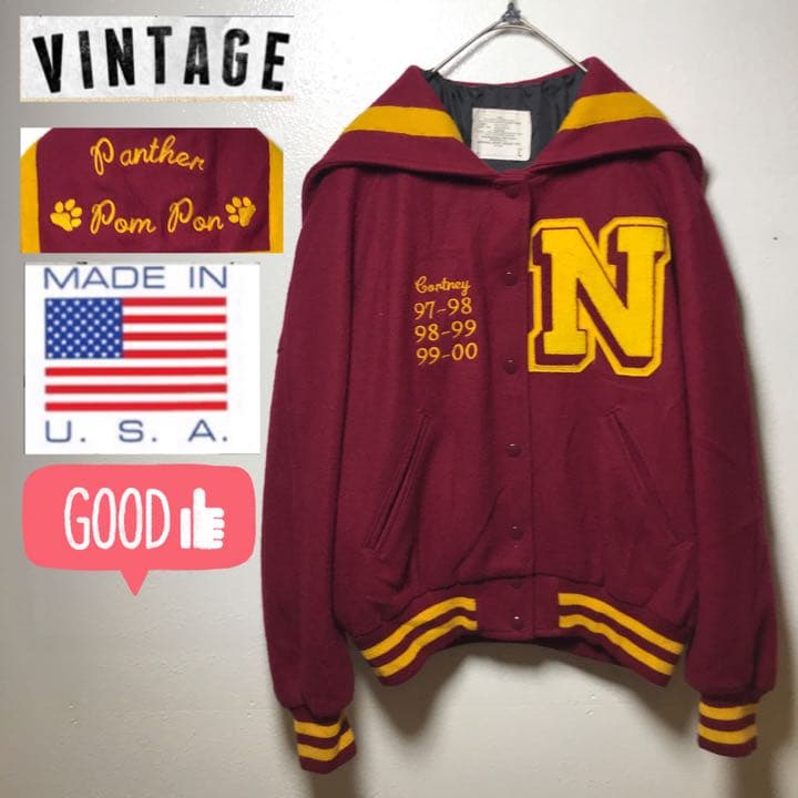 【希少品】パンサー90’スタジャン セーラー襟　カラー レディースL 美品