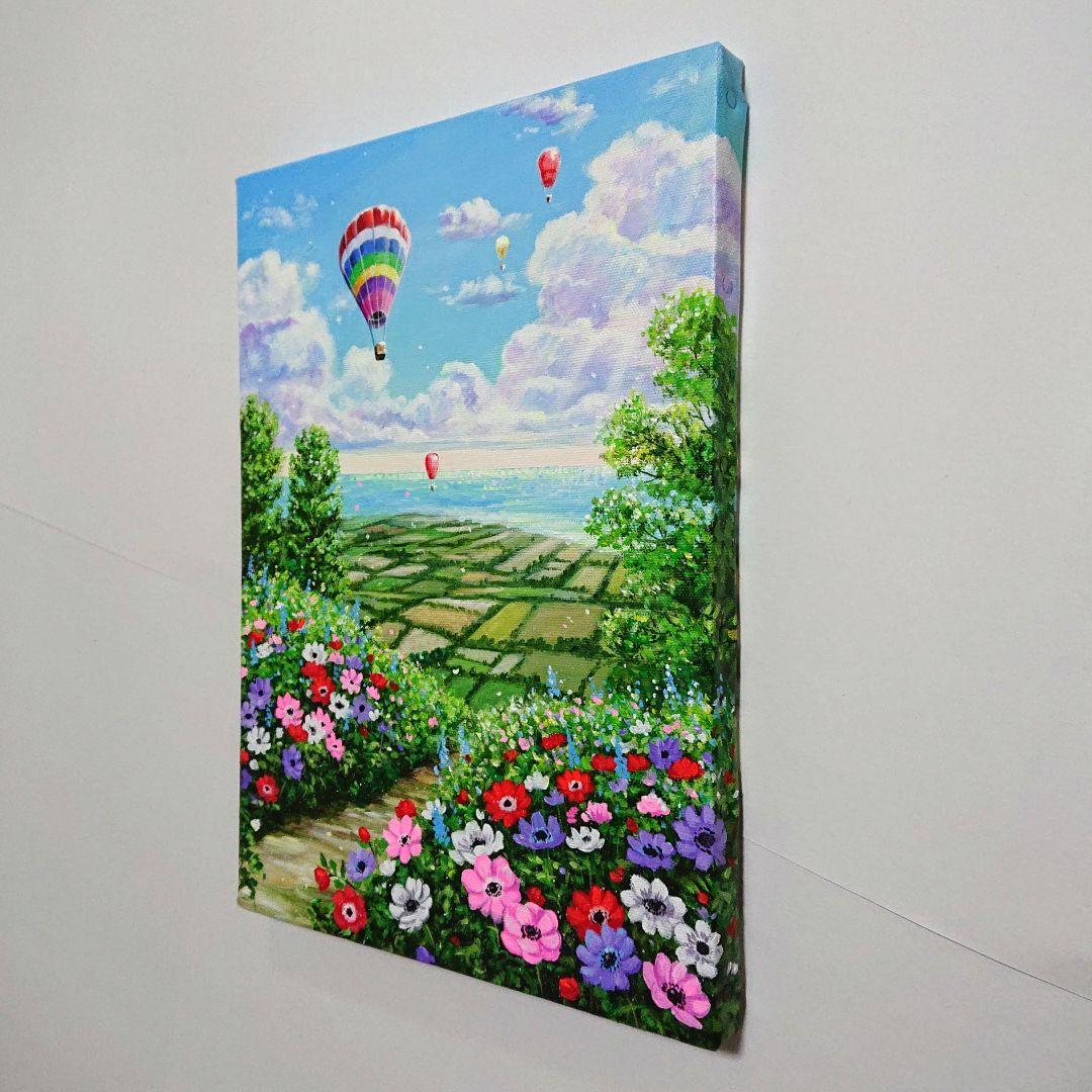【アネモネの丘】アクリル画 F4 風景画 絵画