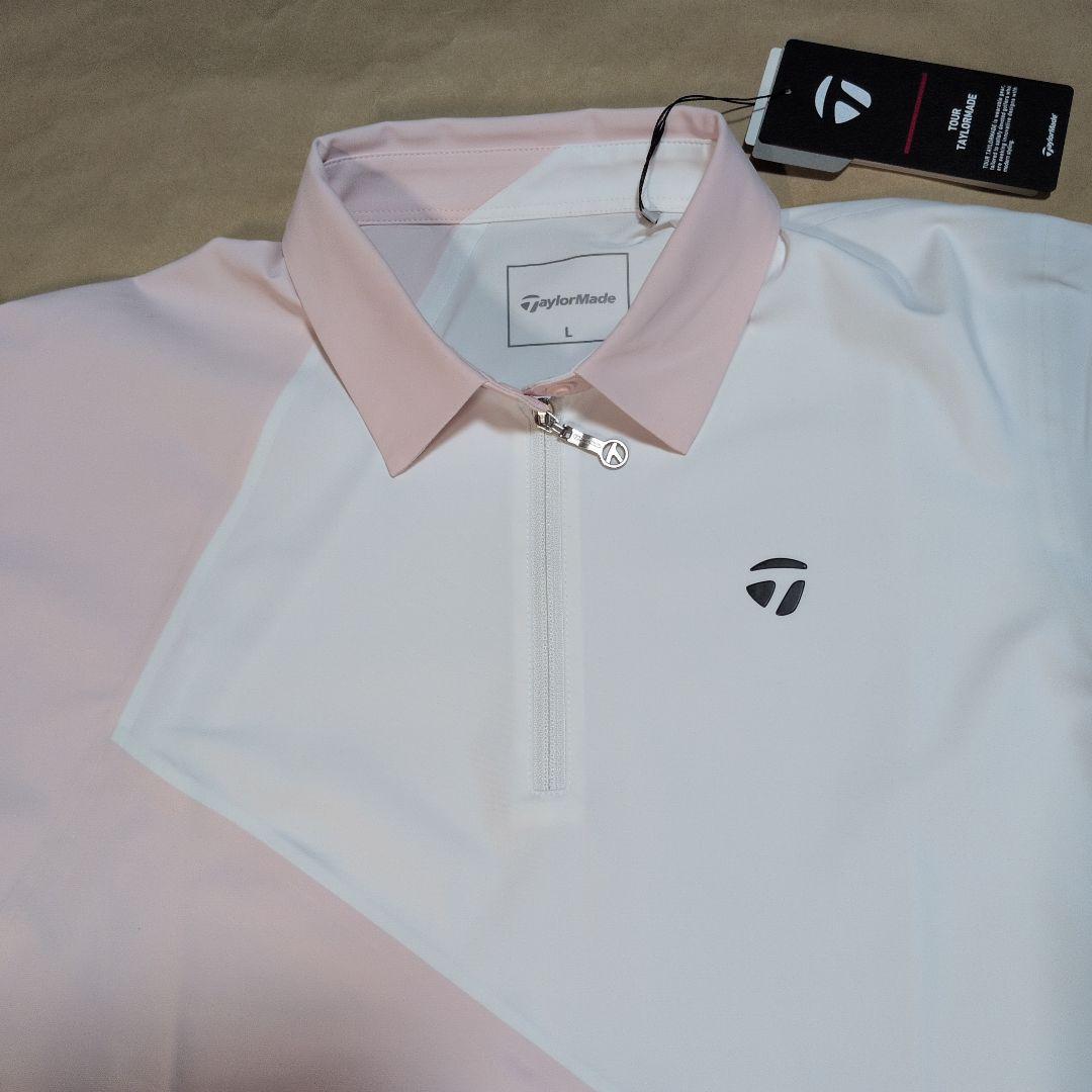 テーラーメイド:レディース:Lサイズ:長袖ポロシャツ:白/ピンク