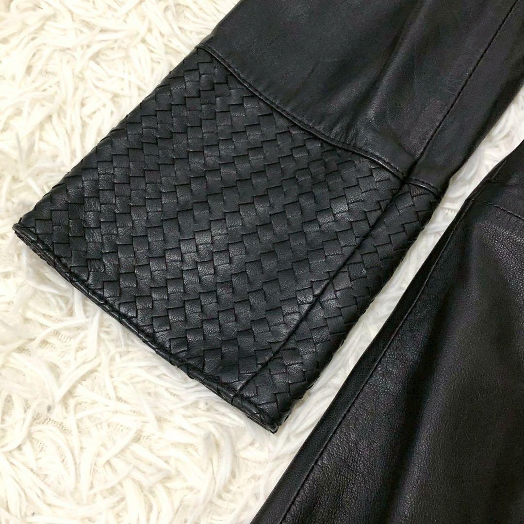 美品◎ベルト付◎Sybilla オールレザー ロングコート 羊革 黒 ブラック