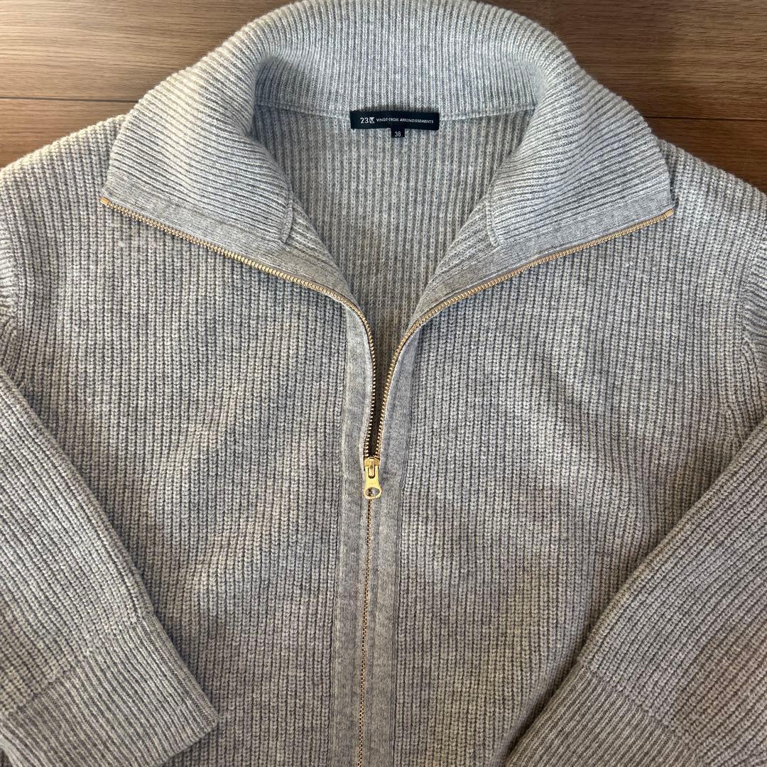 23区　カシミヤブレンド　ジップアップニット