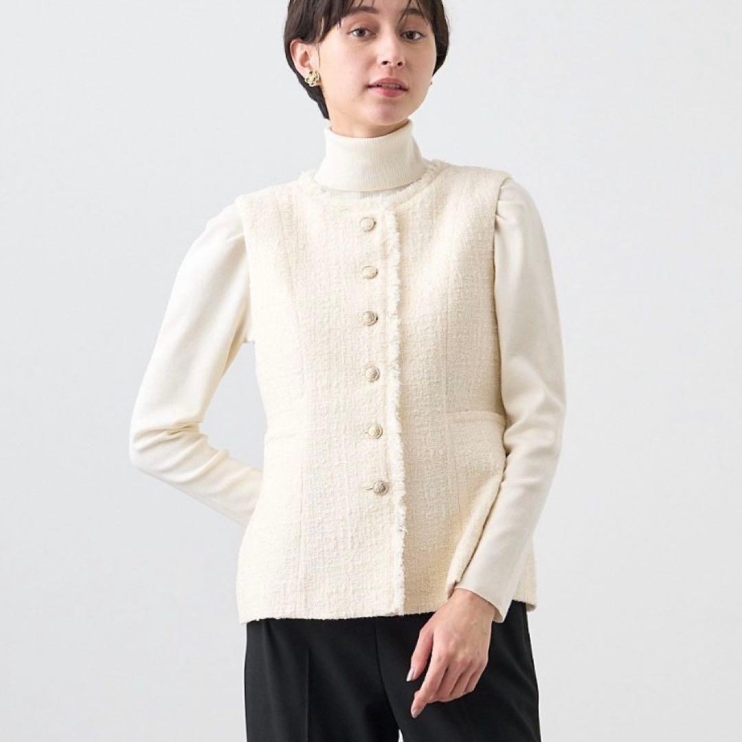 アナイ 38 フィルムツイードペプラム ジレ