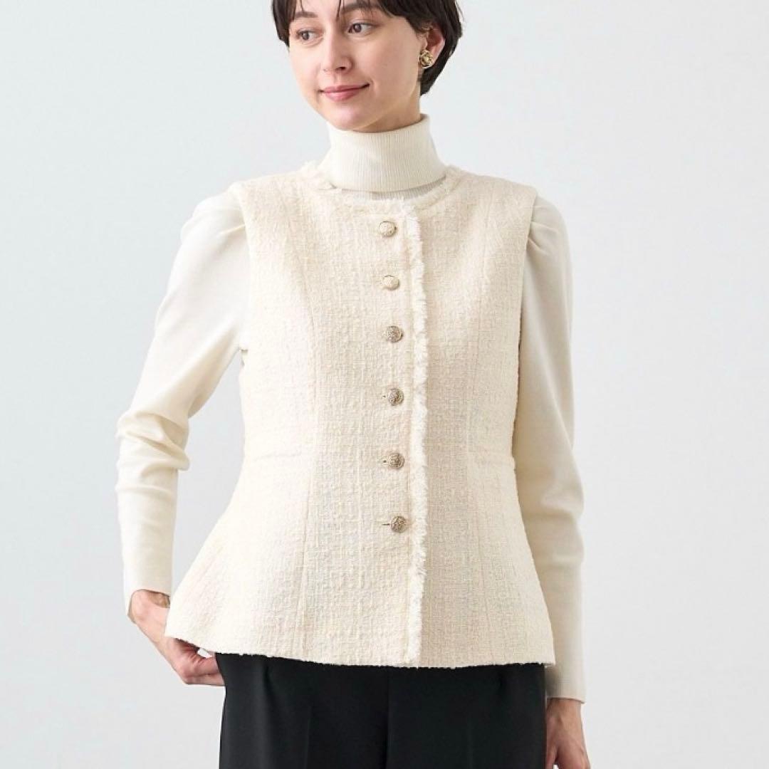 アナイ 38 フィルムツイードペプラム ジレ