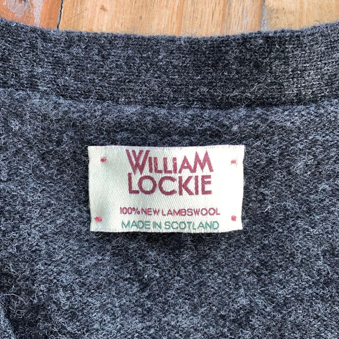 William Lockie スコットランド製 ニットカーディガン 38Mグレー