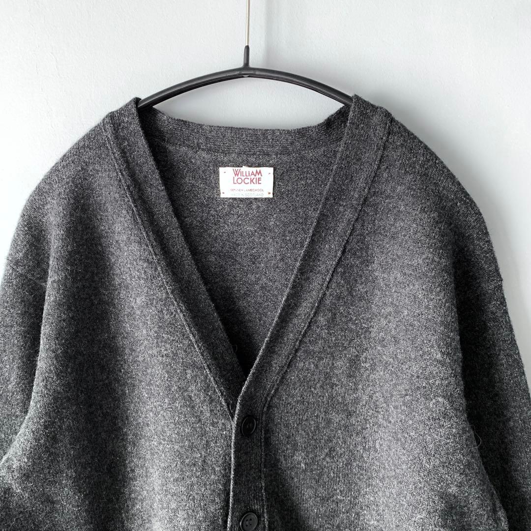 William Lockie スコットランド製 ニットカーディガン 38Mグレー