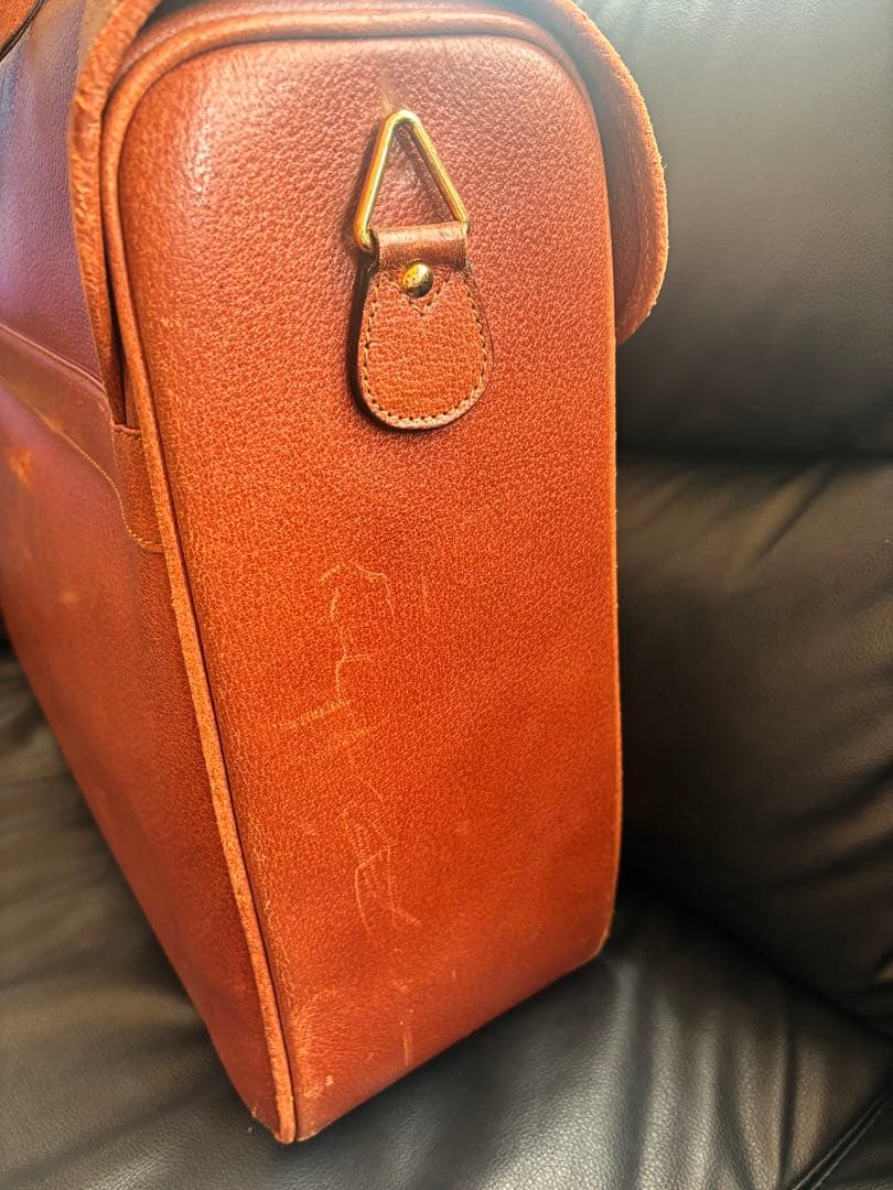 GUCCI ブラウンレザー ガーメントバッグ トラベルバッグ ストラップ付き