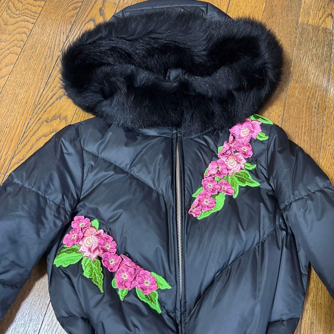 blumarine ブルマリン　フォックスファー付きダウンコート　黒　38